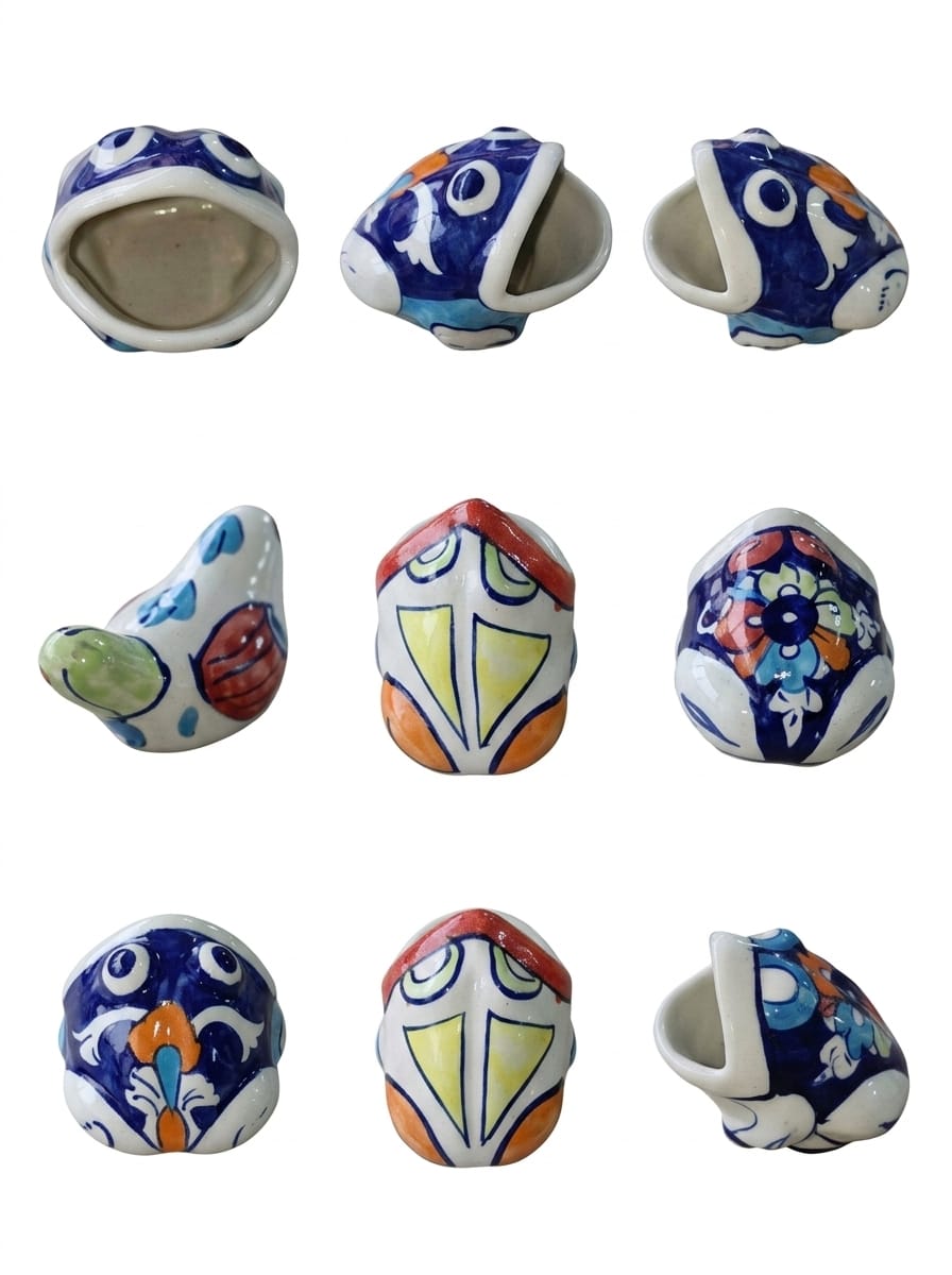 Ceramic Blue Pottery Hand Made Frog