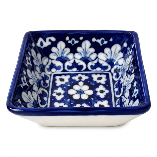 Ceramic Blue Pottery Hand Made Rectangle Deep Bowl
