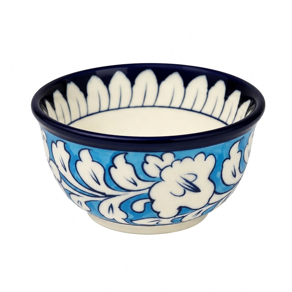 Ceramic Blue Pottery Custard Deep Bowl