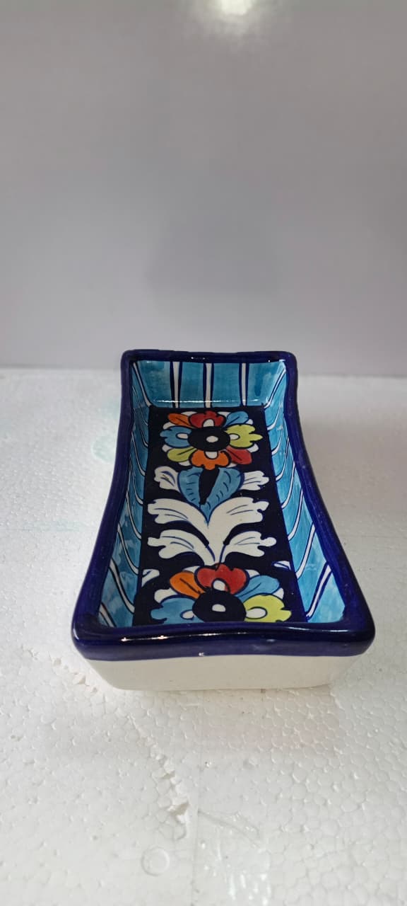 Ceramic Blue Pottery Floral Biscuit Dish