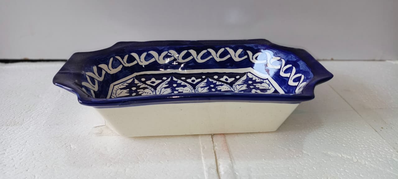 Ceramic Blue Pottery Medium Rectangle Bowl