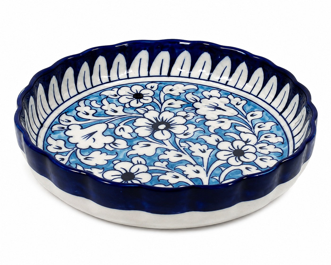 Ceramic Blue Pottery Hand Made Apple Dish