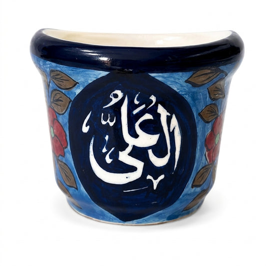 Ceramic Blue Pottery Hand Made Calligraphy Wall Hanging Vase