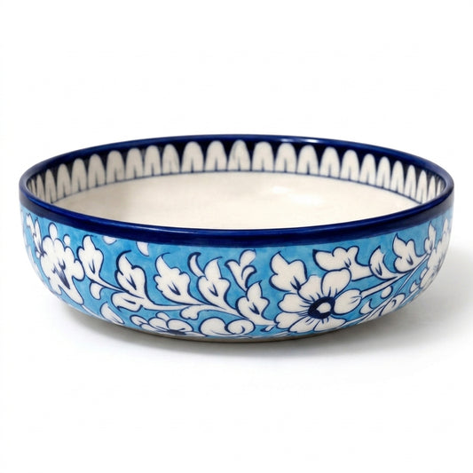 Ceramic Blue Pottery Hand Made Custard Serving Bowl