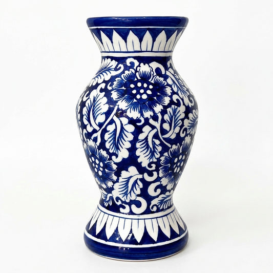 Ceramic Blue Pottery Hand Made Flower Vase