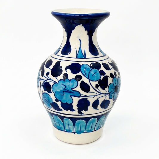 Ceramic Blue Pottery Hand Made Flowers Vase