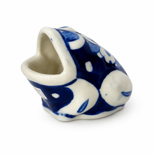 Ceramic Blue Pottery Hand Made Frog Paper weight