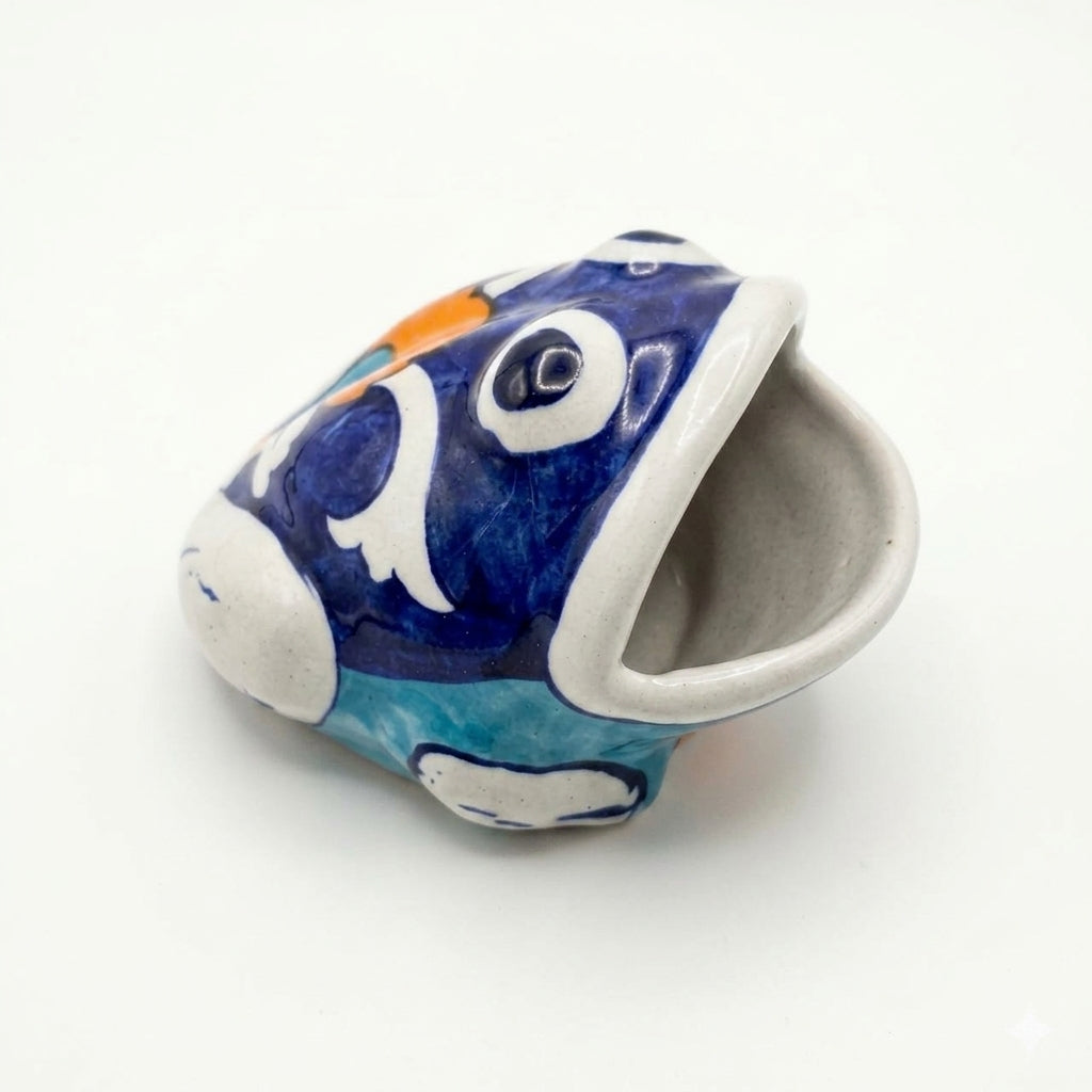 Ceramic Blue Pottery Hand Made Frog