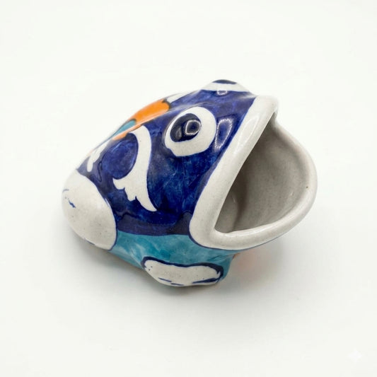 Ceramic Blue Pottery Hand Made Frog