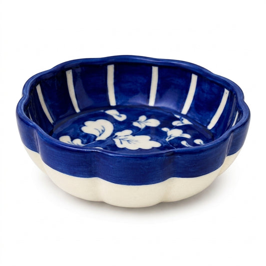 Ceramic Blue Pottery Hand Made Medium Bowl