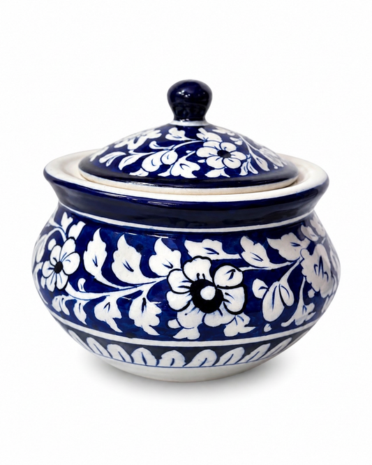 Ceramic Blue Pottery Hand Made Serving Handi
