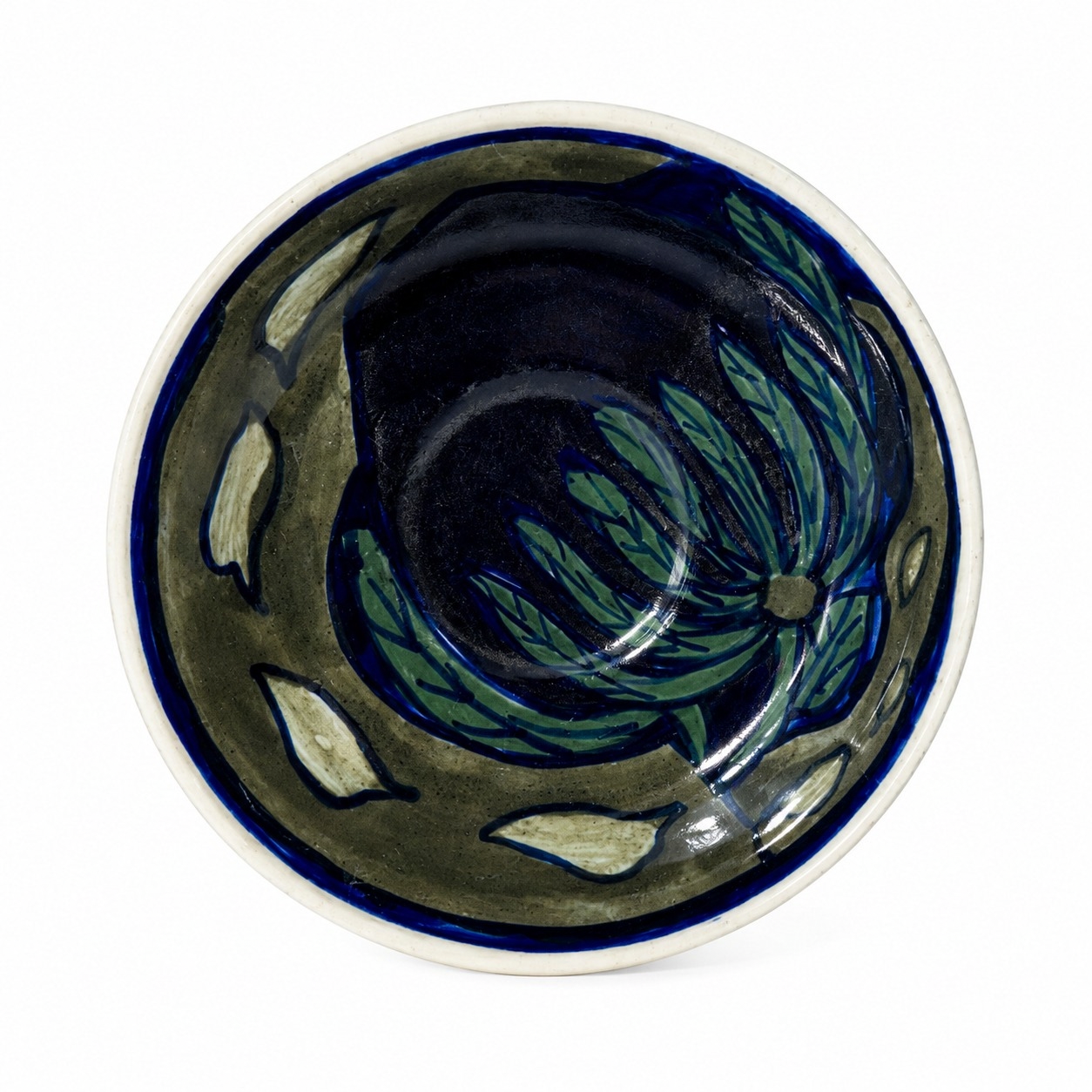Ceramic Blue Pottery Hand Made Small Decor Plate