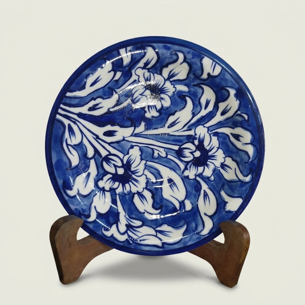 Ceramic Blue Pottery Hand Made Small Decor Plate