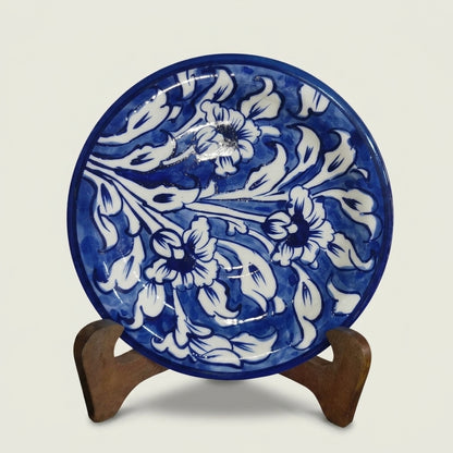 Ceramic Blue Pottery Hand Made Small Decor Plate