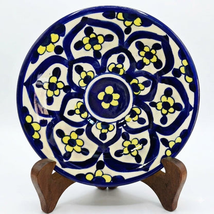 Ceramic Blue Pottery Hand Made Small Decor Plate