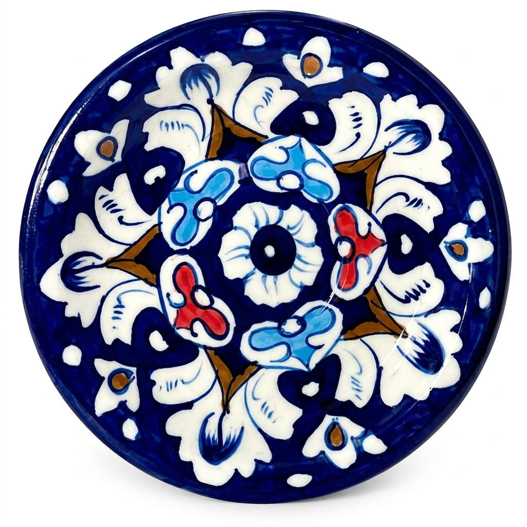 Ceramic Blue Pottery Hand Made Small Decor Plate