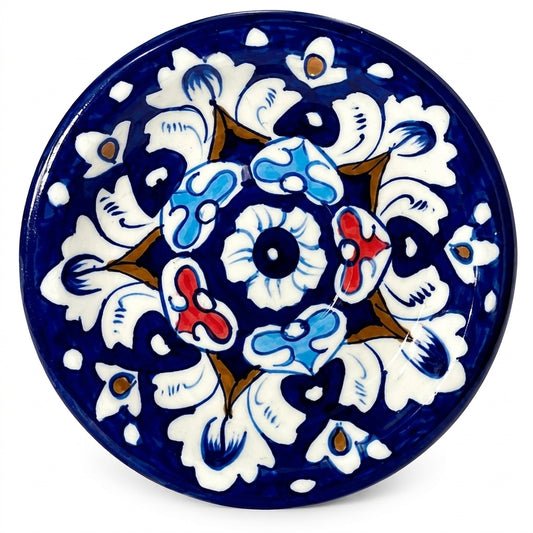 Ceramic Blue Pottery Hand Made Small Decor Plate