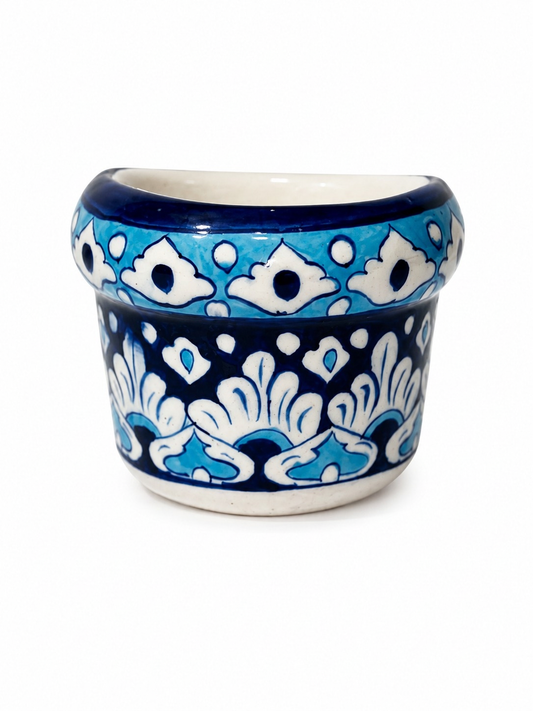 Ceramic Blue Pottery Hand Made Wall Hanging Vase