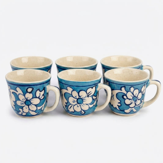 Ceramic Blue Pottery kehwa cups 6 pieces