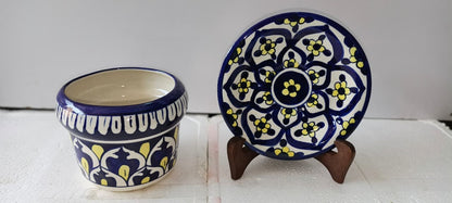 Ceramic Blue Pottery 2 pieces set