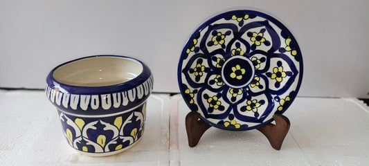 Ceramic Blue Pottery 2 pieces set