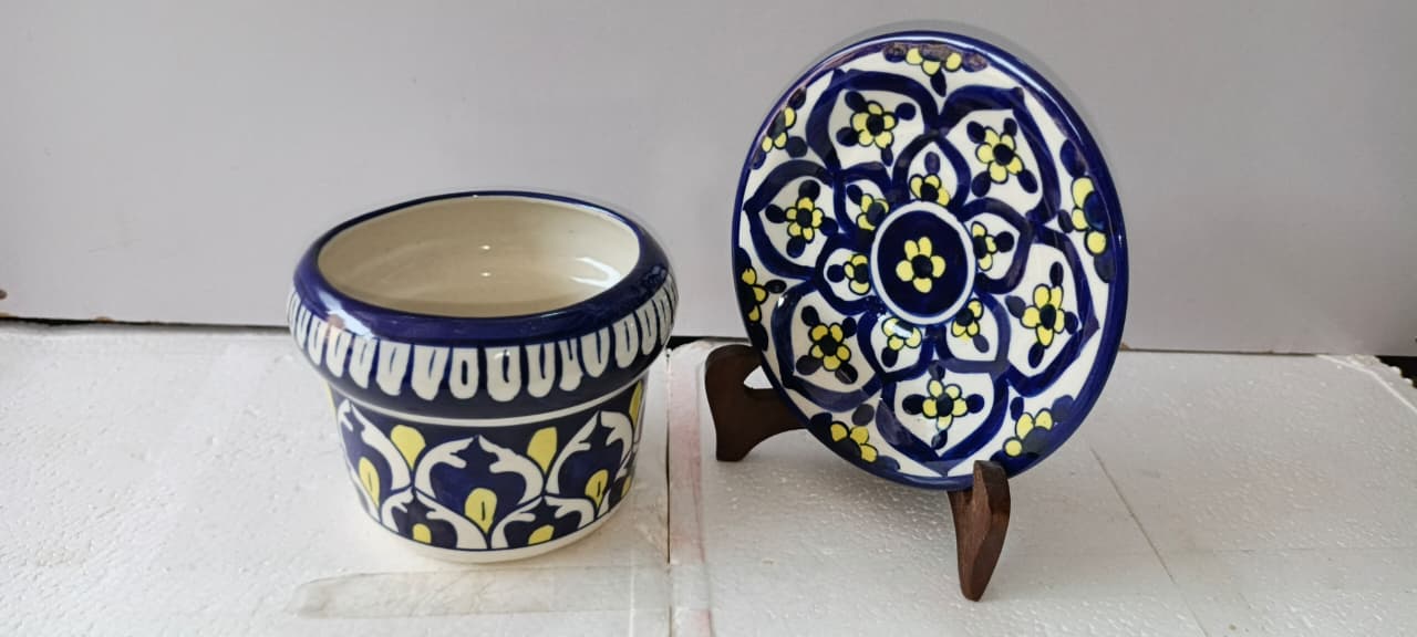 Ceramic Blue Pottery 2 pieces set