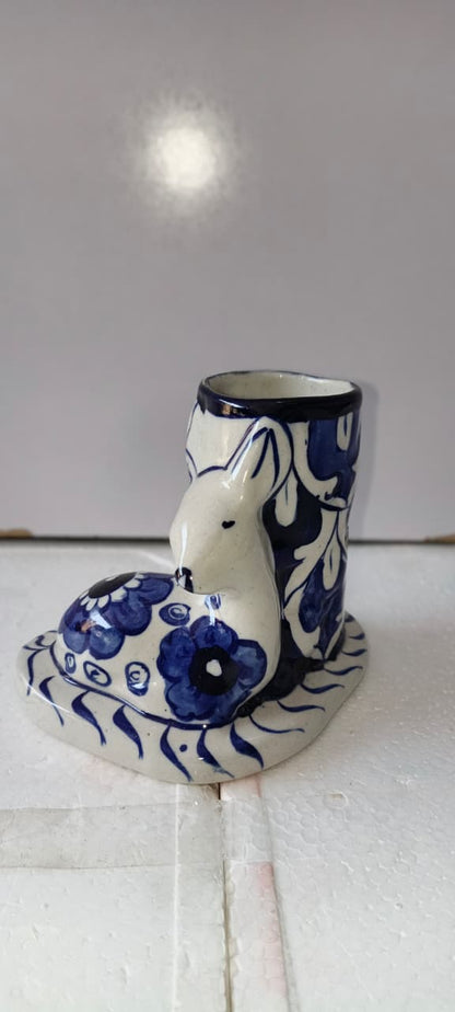 Ceramic Blue Pottery Art Pen Pot