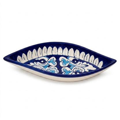 Ceramic Blue Pottery Boat Style Dish