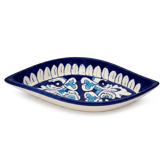 Ceramic Blue Pottery Boat Style Dish