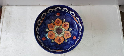 Ceramic Blue Pottery Floral Big Bowl
