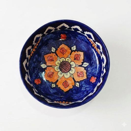 Ceramic Blue Pottery Floral Big Bowl