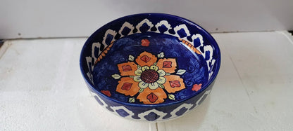 Ceramic Blue Pottery Floral Big Bowl
