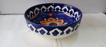 Ceramic Blue Pottery Floral Big Bowl