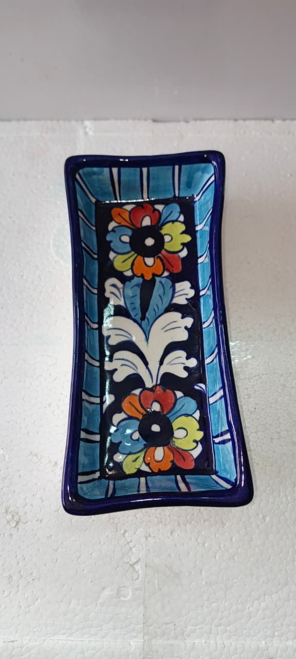 Ceramic Blue Pottery Floral Biscuit Dish