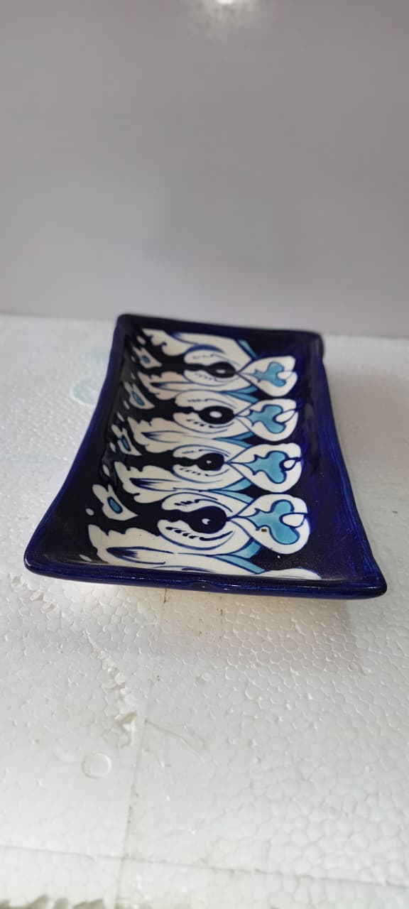 Ceramic Blue Pottery Floral Biscuit Dish