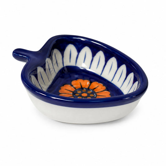 Ceramic Blue Pottery Hand Made leaf Bowl