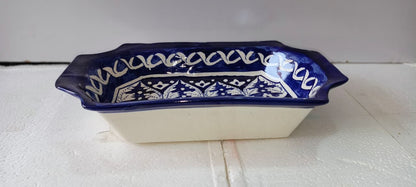 Ceramic Blue Pottery Medium Rectangle Bowl