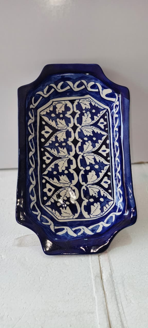 Ceramic Blue Pottery Medium Rectangle Bowl