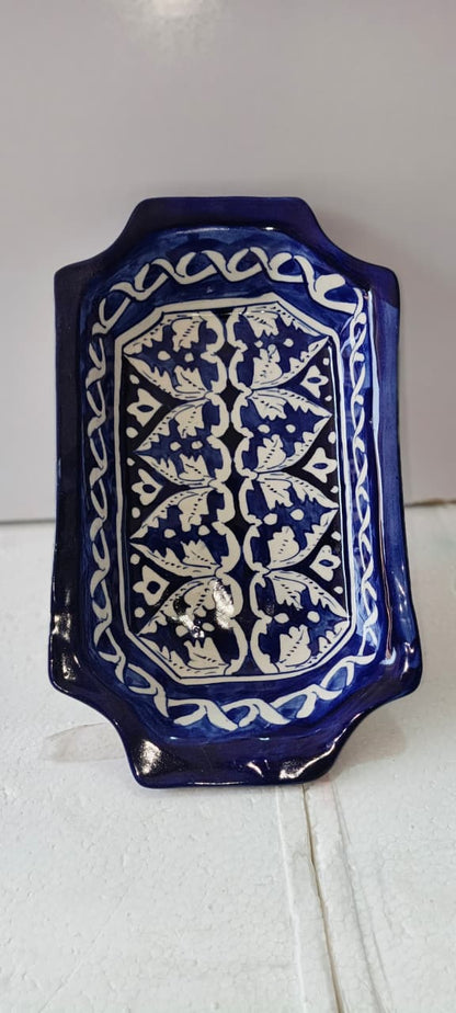 Ceramic Blue Pottery Medium Rectangle Bowl