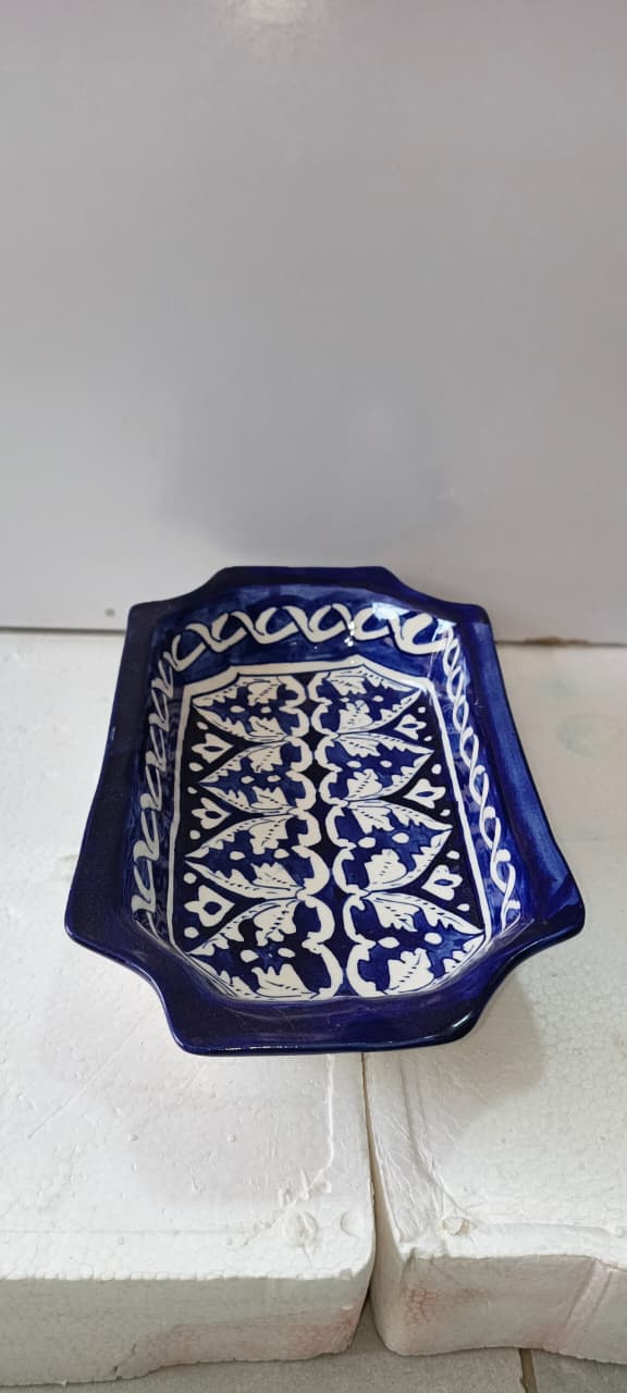 Ceramic Blue Pottery Medium Rectangle Bowl