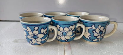 Ceramic Blue Pottery kehwa cups 6 pieces