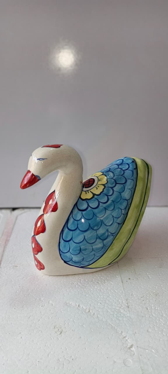 Ceramic Blue Pottery Table Decor Duck