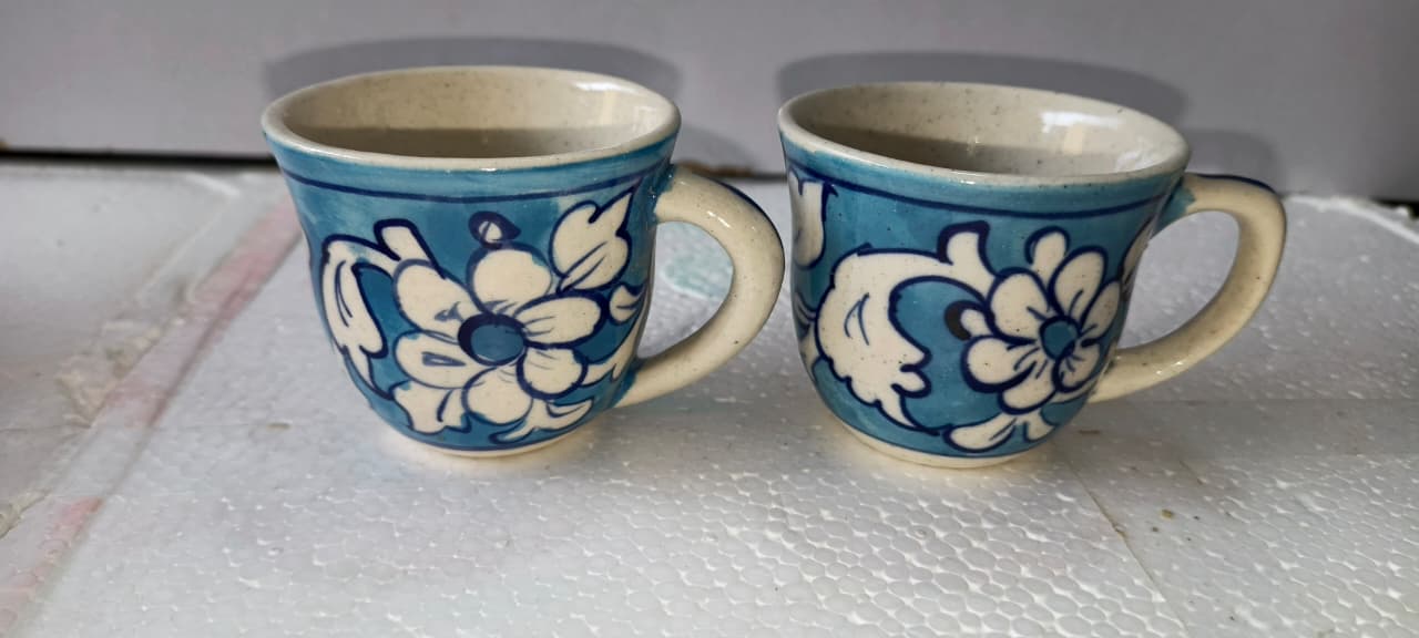 Ceramic Blue pottery kehwa cup 2 pieces