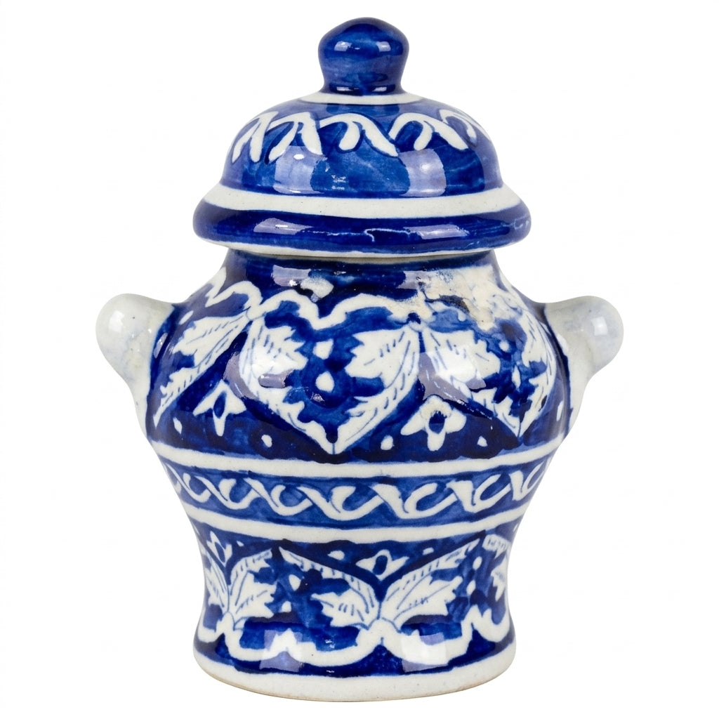 Ceramic blue pottery chinese jar
