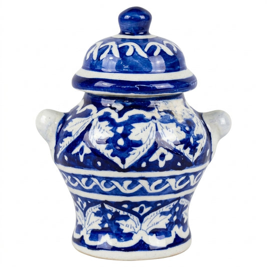 Ceramic blue pottery chinese jar