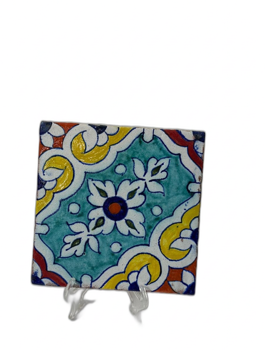 Handmade tile 6 by 6 inch Gul-o-Gulzar Border