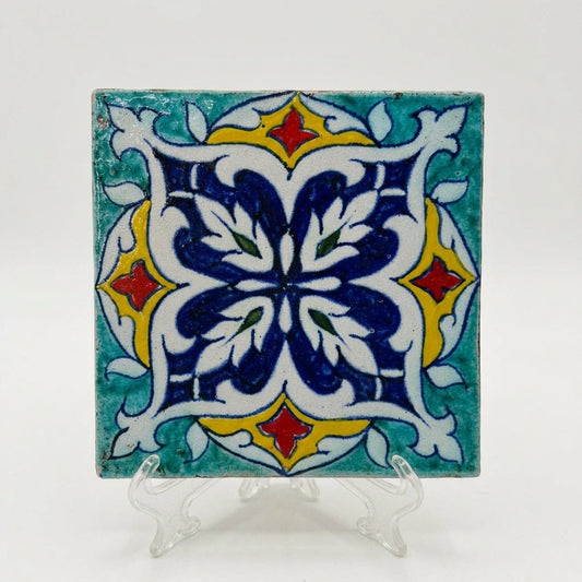 Handmade tile 6 by 6 inch Chaar-Patti Kashi